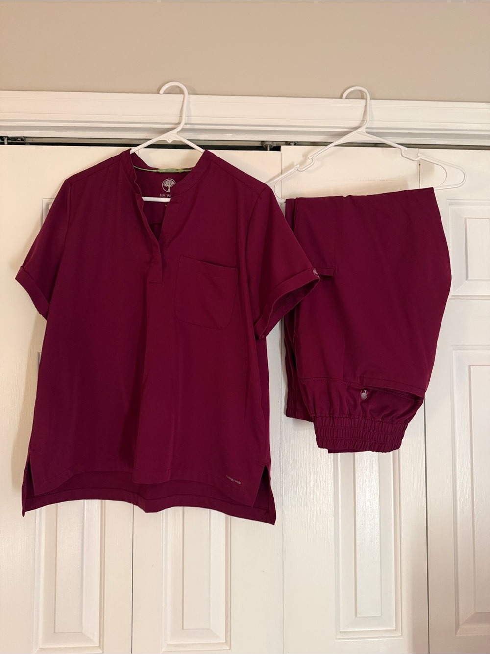 Healing Hands Scrub Top & Jogger Pant Set - Burgundy /Berry